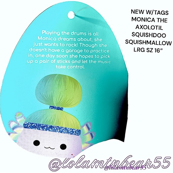 NEW W/TAGS MONICA THE AXOLOTIL SQUISHDOO SQUISHMALLOW LRG SZ 14” SQUISHY & CUTE - Picture 4 of 9